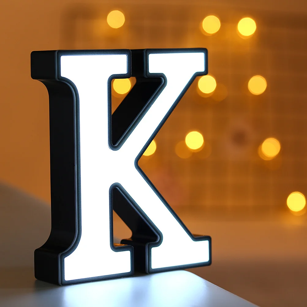

Cartoon LED Letter White Not Included Romantic Wedding Party Bedroom Wall Hanging Alphabet K Night Light