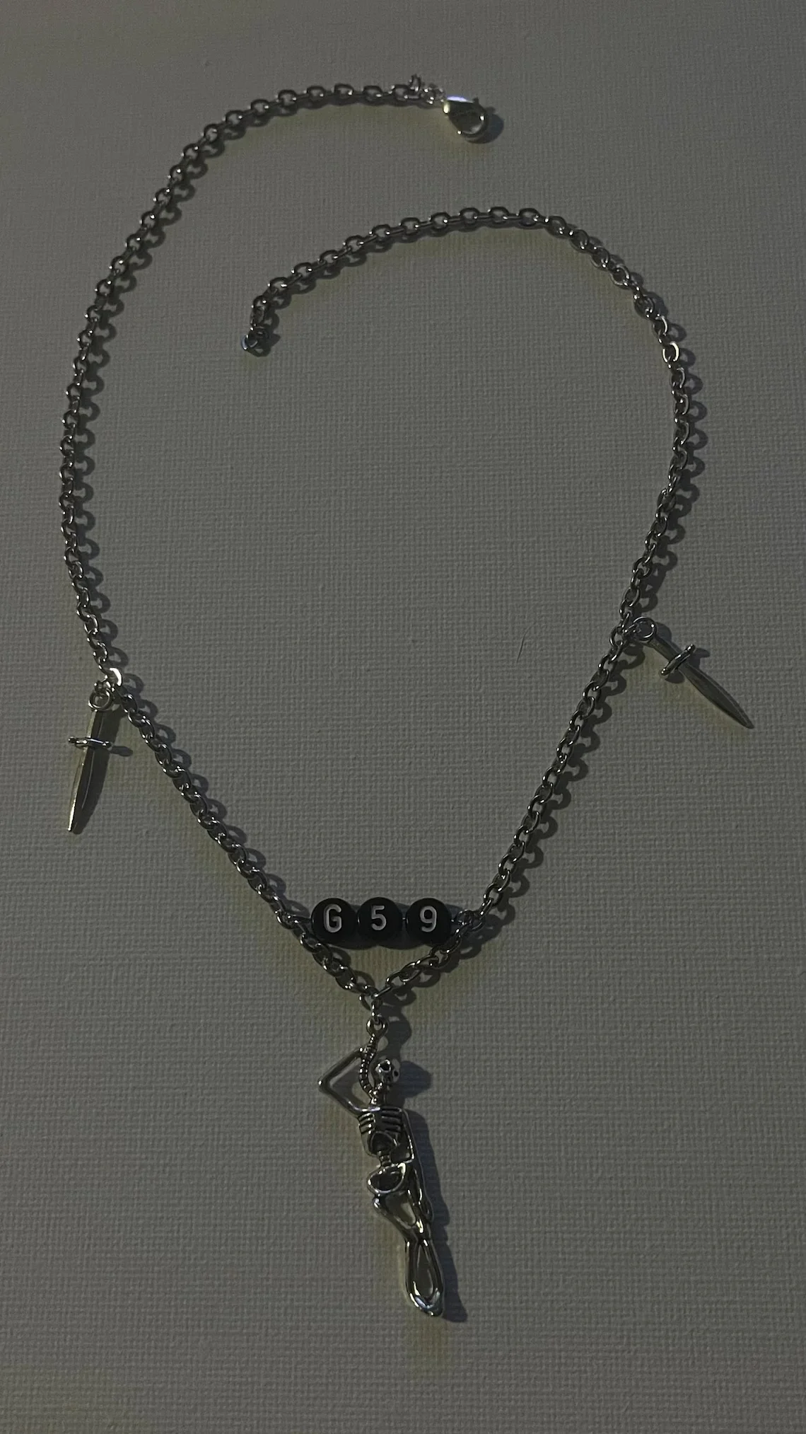 suicide boys themed necklace -sb - jewelry - necklace - skeleton- sword - Ruby - scrim - G59 - greyday - greyday2024 - gothic -