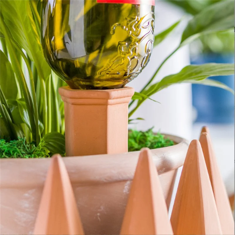 

AB33-6Pcs Plant Waterer Of Terracotta Green Plant Water Seeker For Vacation For Indoor&Outdoor
