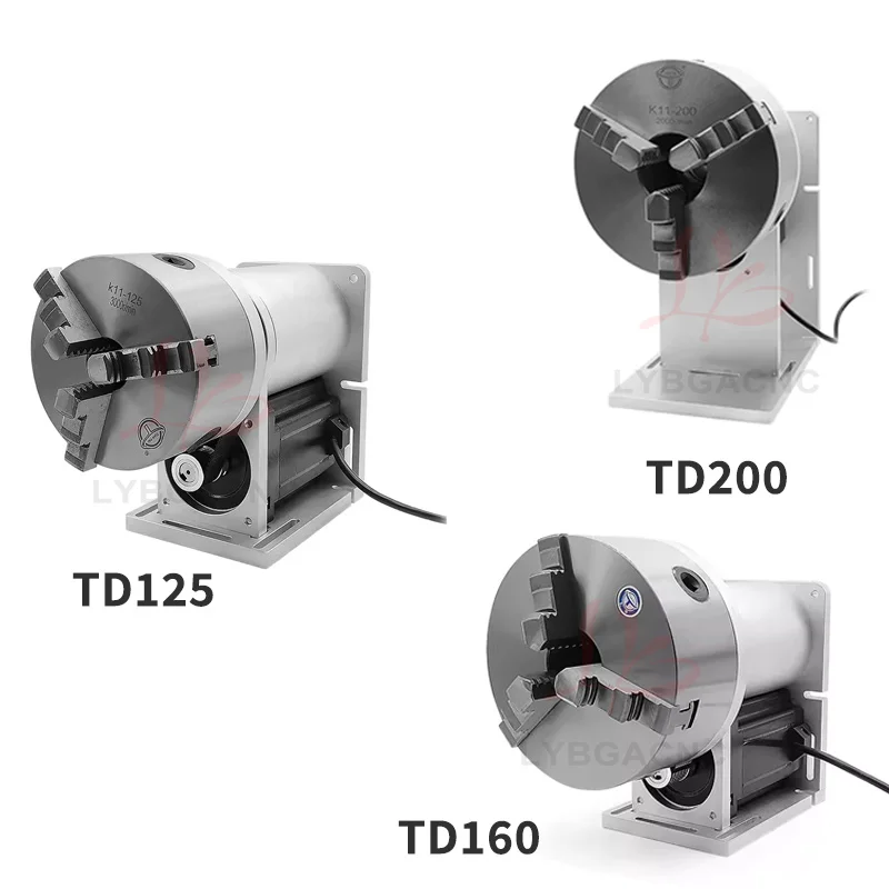 

LY TD125/TD160/TD200 промышленное 3-зубчатое вращающееся ось, точное приспособление для оптоволокна, УФ-лазерной маркировки, резки с ЧПУ, сварки, гравировки Ele