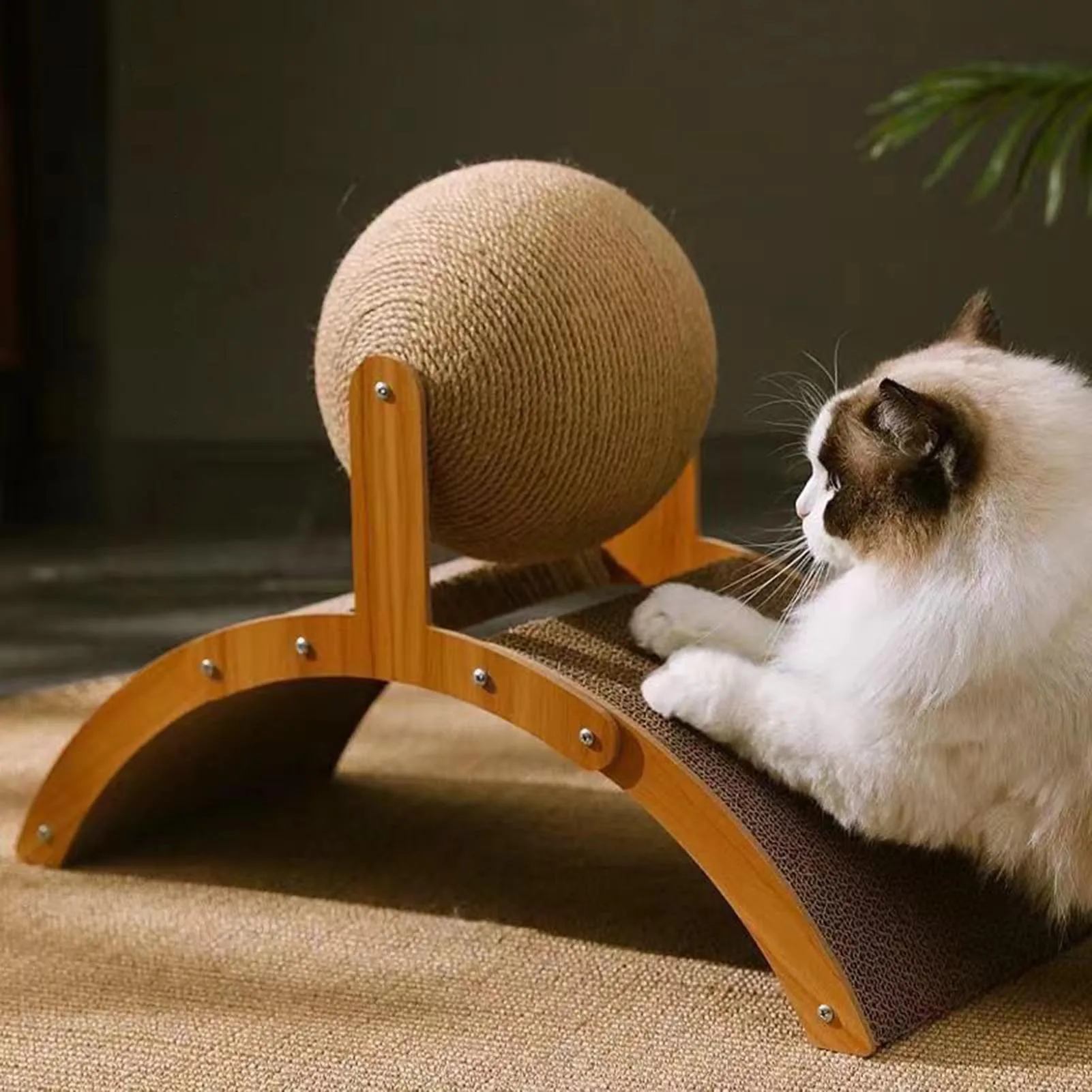 Natural Sisal Cat Scratching Board High-Density Textures with Ball Vertical Ferris Wheel Design Suitable for Endless