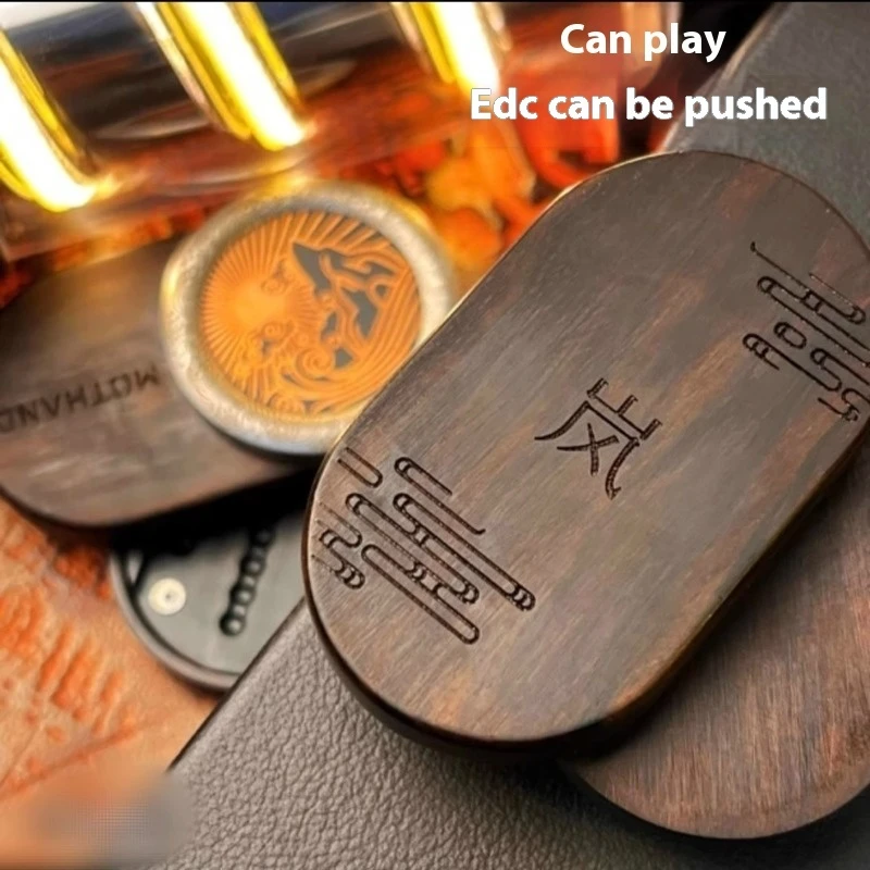 لعبة Haru Player Mountain Wind Black Ebony الميكانيكية المستقيمة ذات الدفع والدوران وبطاقة الحركة فيدجيت سبينر لتخفيف التوتر