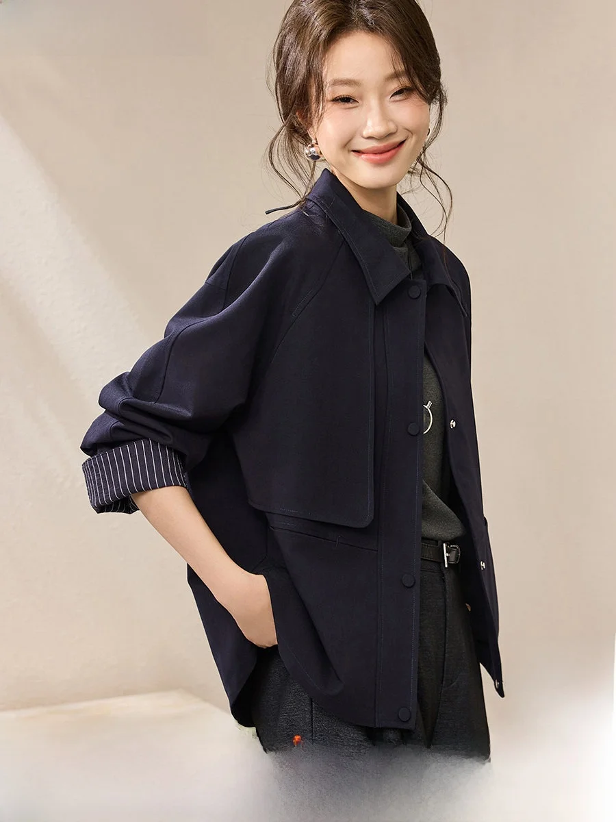 

Mehaomi корейское женское пальто с манжетами и воротником Lenzing Sve, осеннее новое поступление, длина, застежка на одной пуговице