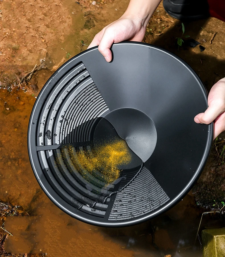 Goldpfanne mit Riffeldesign, Langlebiges Prospektionswerkzeug für Goldabbau, Effizientes Outdoor-Goldwaschgerät – Detail 1