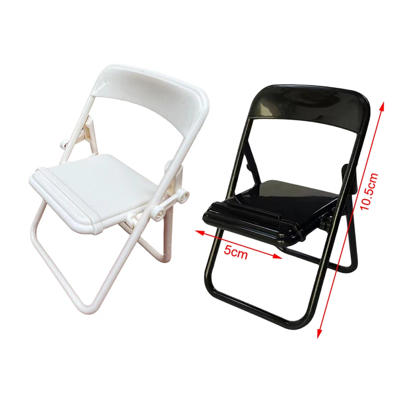 1:6 Black Painted Metal Folding Chair Backrest lounge chair Dolls House Miniature Simulation Furniture Ornaments Accessories