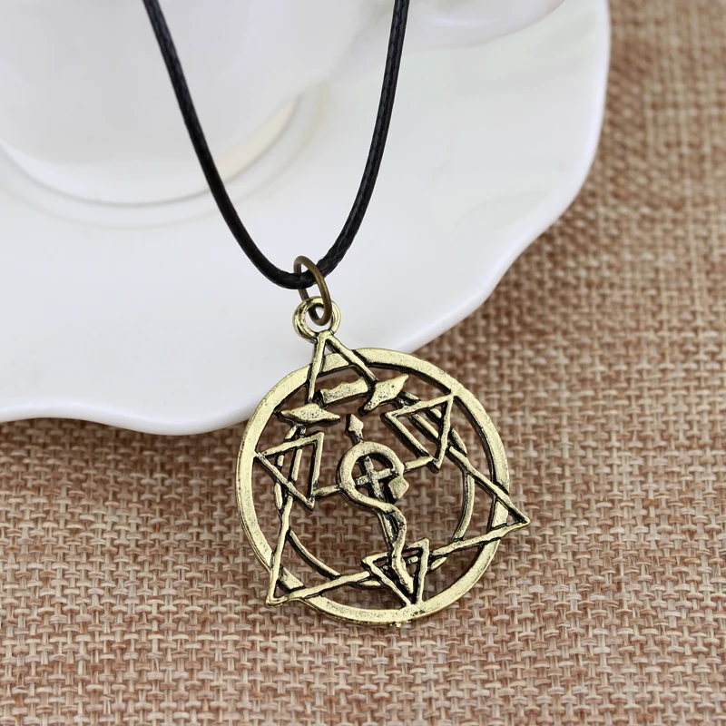 Anime Fullmetal Alchemist Metal Pendant Necklace Edward Alchemist Logo Necklace Cosplay Props Backpack Jewelry Accessories