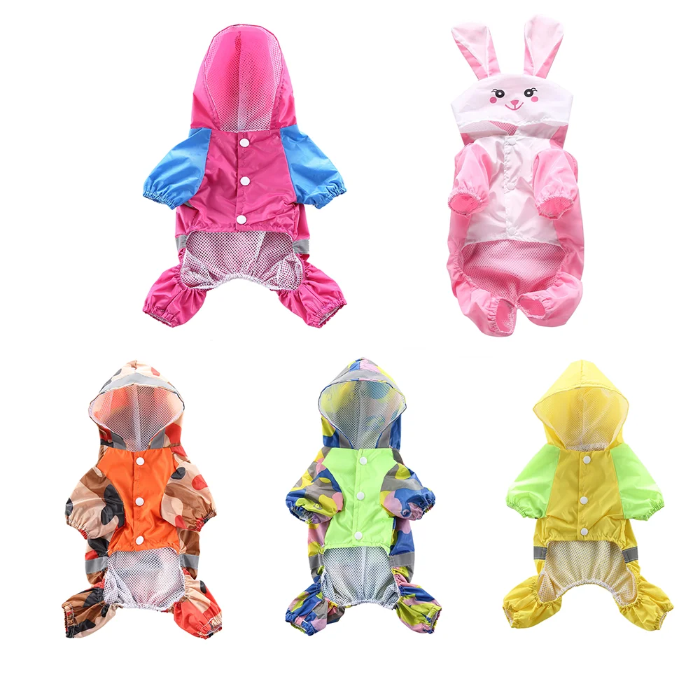 

Hooded Raincoats with Camouflage Strip for Dogs, Waterproof Jackets, Breathable Clothes, Pet Puppies and Puppies, Rain Coat