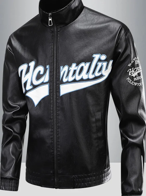 

2025 New Sle Trendy Brand Men's Biker Jaet PU Leather Coat Spring Autumn American Retro Sle Long Sve Casual Faion