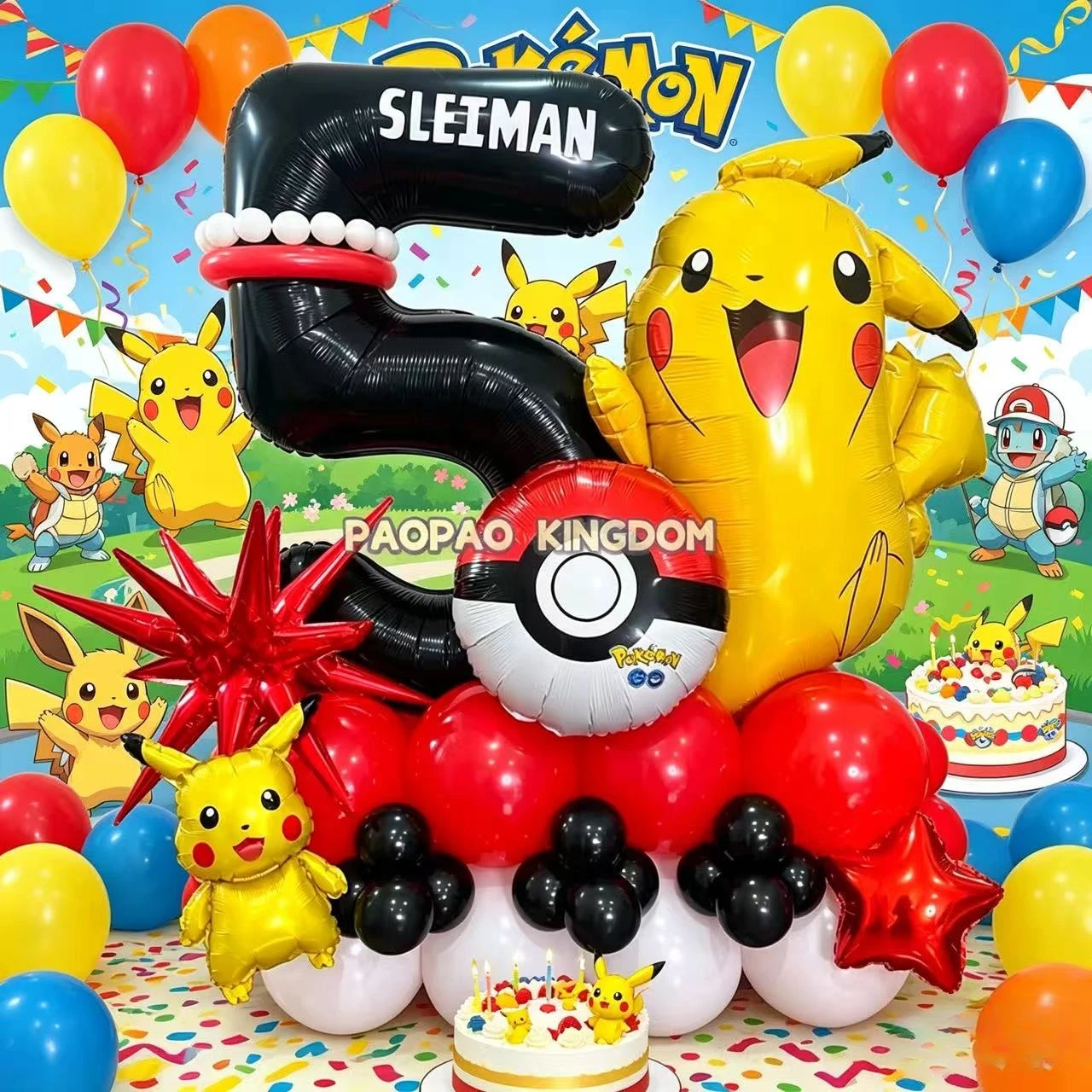 Pikachu-Themen Geburtstagsballon-Set Party-Deko Folienballons Latexballons Party-Paket