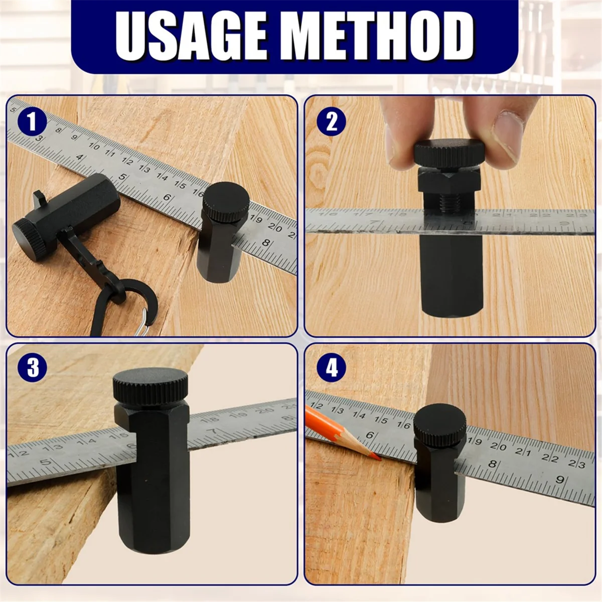 ABNJ 4 Pcs Tall Stair Gauges Framing Square with Holder and Carabiner, Stringer Layout Tool Framing Jig, Rafter Gauge Clamps