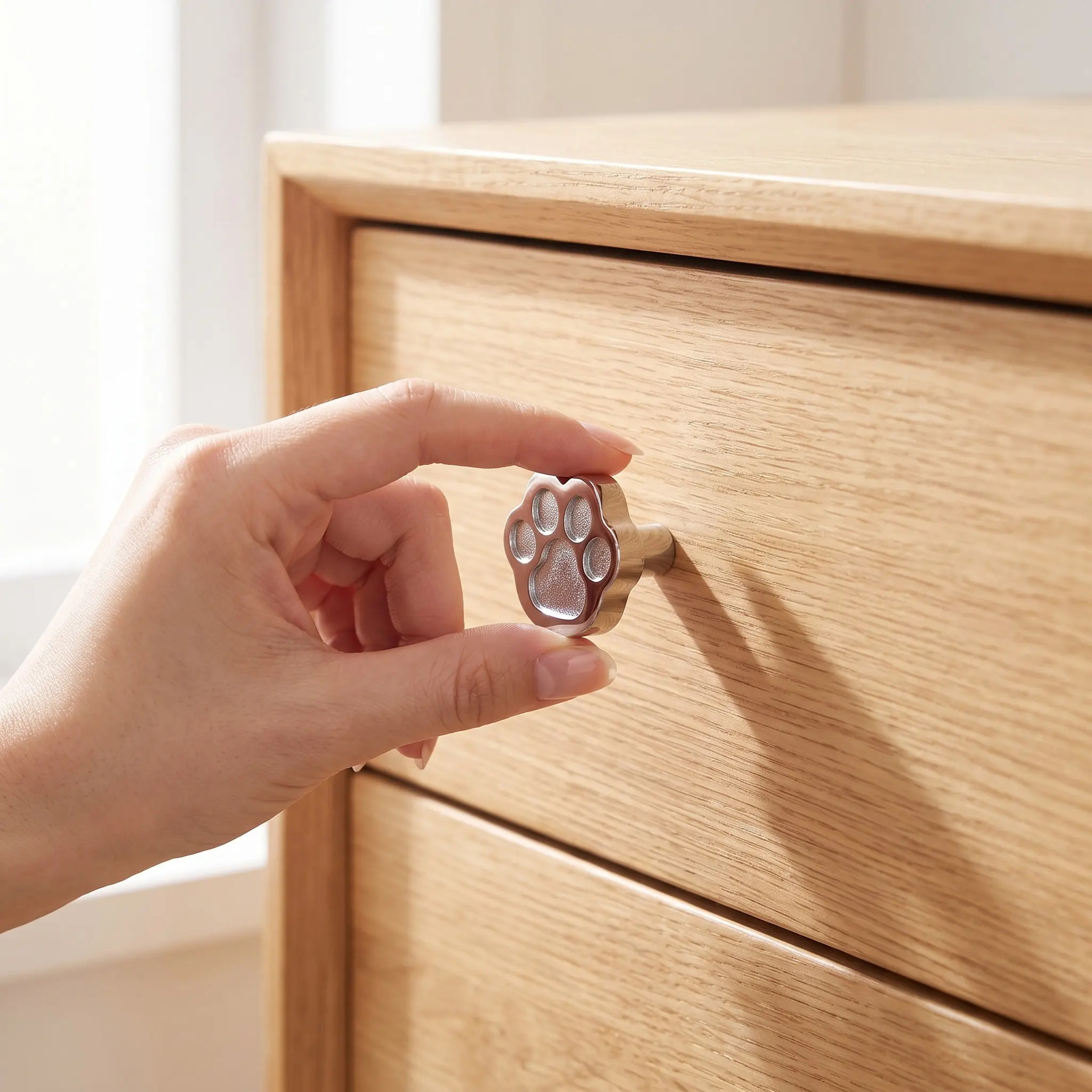 1Pair Dog Paw Cabinet Knob Cute Animal Shape Single Hole Pulls for Kitchen Cupboard Door Dresser Drawer Handles Decorative