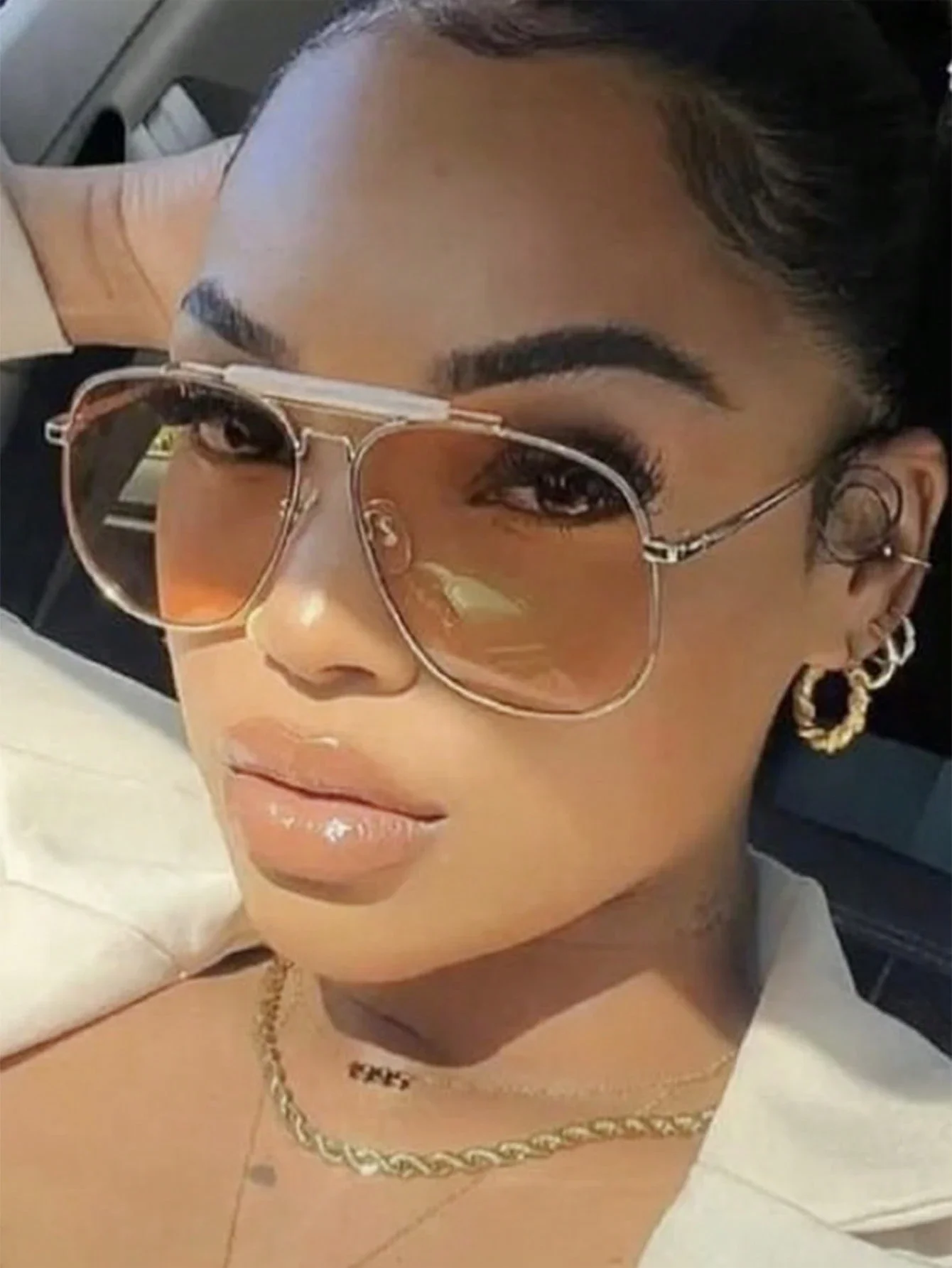 Oversized Pilot Style Fashion Sunglasses For Women