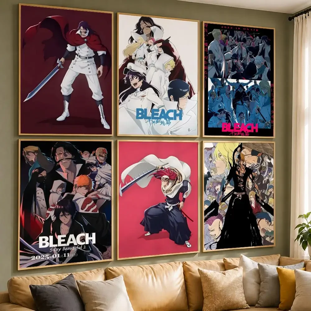 Trending Anime Bleach: Thousand-Year Blood War Poster Vintage Retro Anime Poster Stickers Peel and Stick Wall Art Home Decor