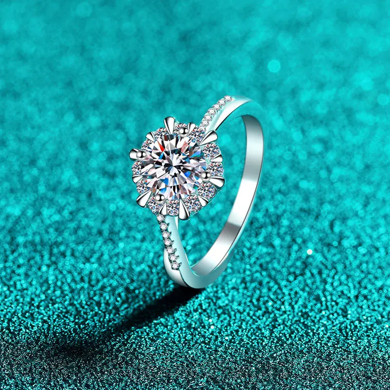 

100% Original Certified PT950 Platinum Ring Good Quality 1 Carat Moissanite Fine Jewelry Wedding Engagement Rings for Women