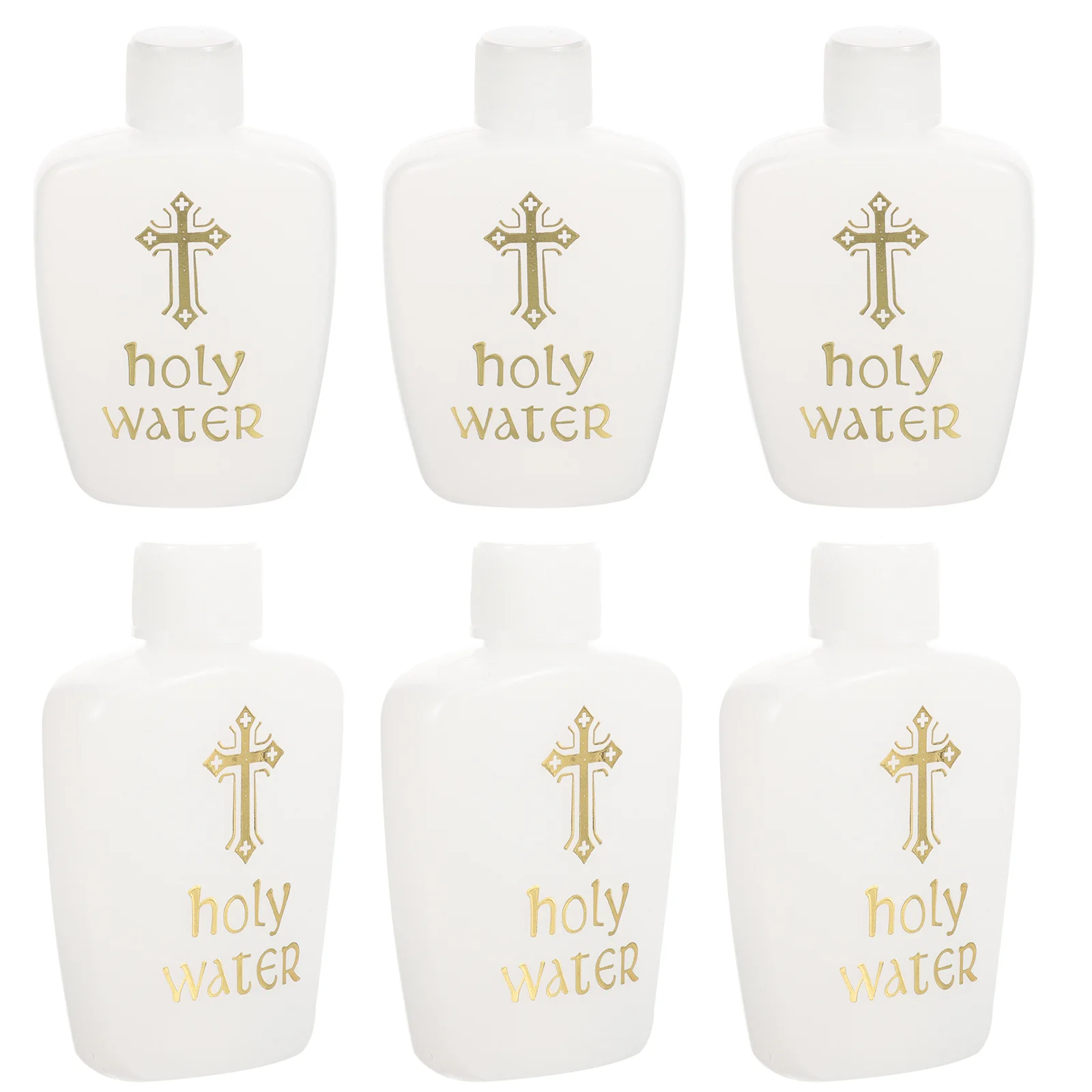 6 Pcs Holy Water Bottle Exorcism Bottles Plastic Container Refillable Church Decorative Accessories Bride Gold Cross
