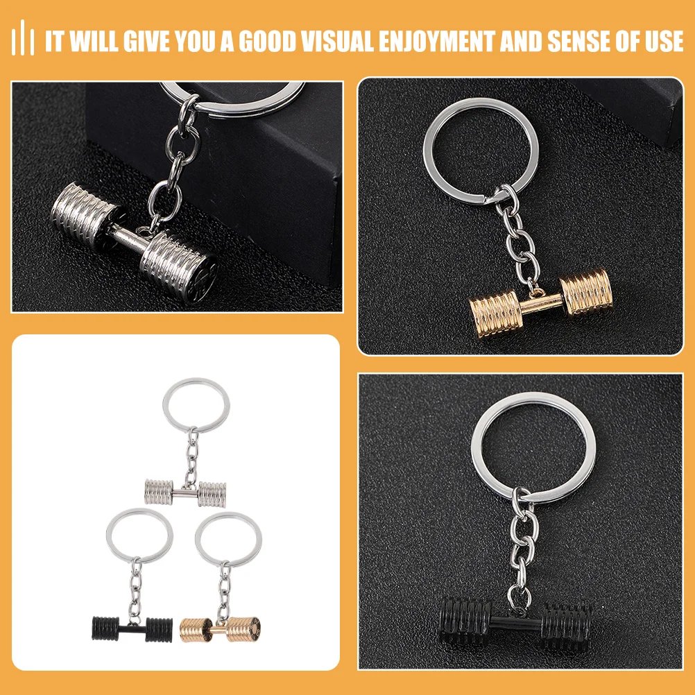 3 Pcs Korean Version Key Chain Fitness Dumbbell Zinc Alloy Bodybuilding Keychains