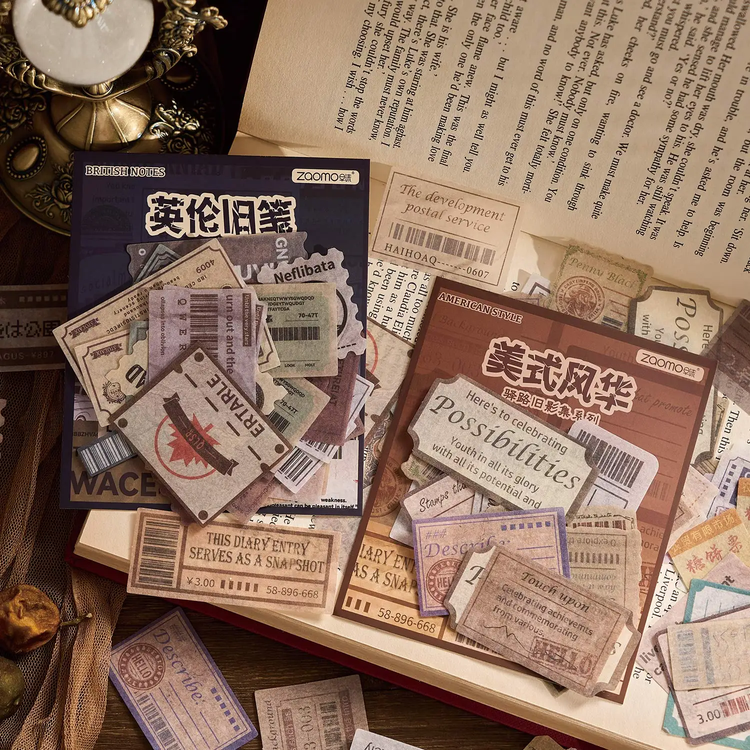 Material Sticker Pack, Old Photo Album Series, Handbook Mobile Phone Case Decoration DIY Material Stickers 40 Sheets