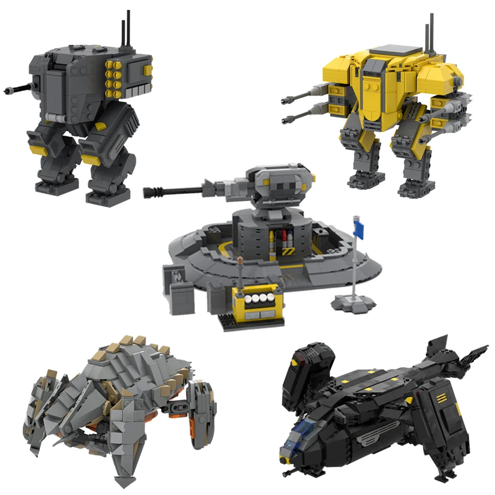 

MOC Popular Games Helldivers 2 Super Destroyer Bricks Model EX-45 Patriot Exosuit Building Blocks Pelican-1 Shuttle Assemble Toy