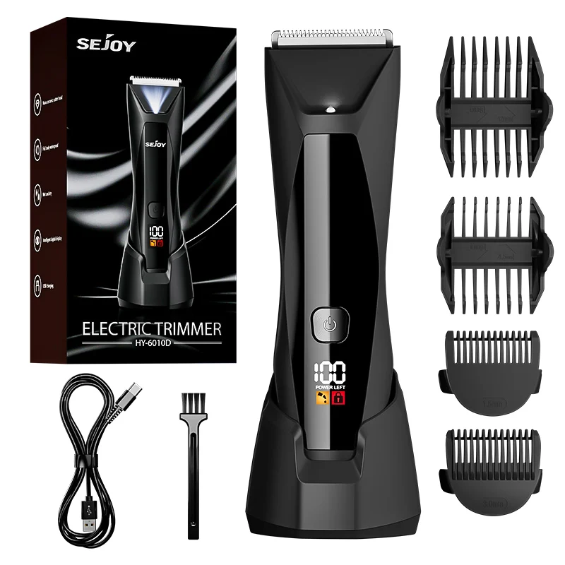 ماكينة تشذيب شعر الجسم من SEJOY للرجال مع قاعدة شحن واقفة، ماكينة حلاقة نسائية لإزالة الشعر بيكيني