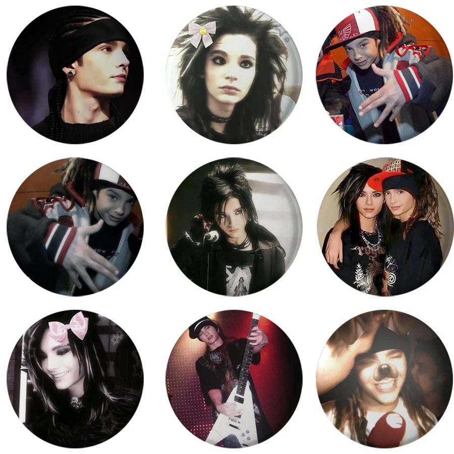 New Retro Rock Band Tokio Hotel Bill Kaulitz Pink Button Pin Gothic Rock Brooch Badge Backpack Decor Fans Collect Party Gifts