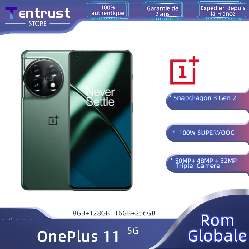 ROM global OnePlus 11 5G Smartphones Snapdragon 8a generación 2 6.7 2K 120Hz AMOLED Pantalla 100W SUPERVOOC Carga 5000mAh Cámara 50MP