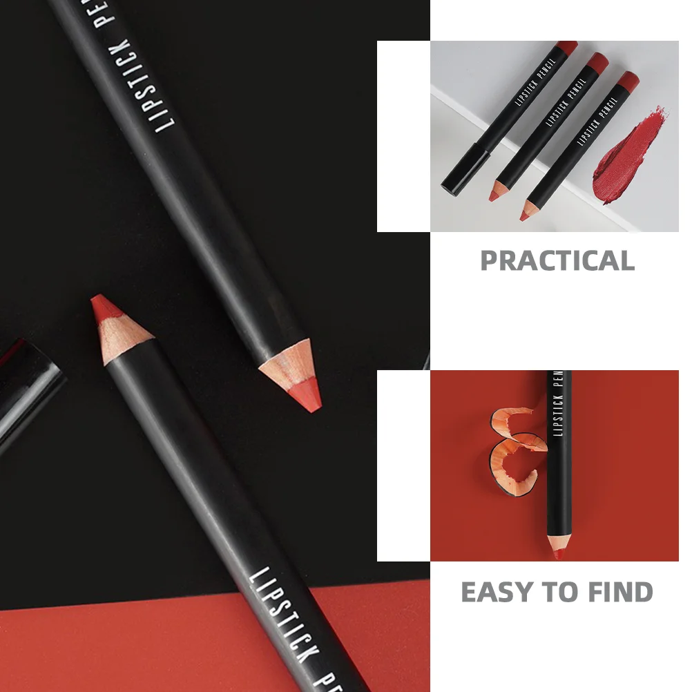 2 ชิ้นฝาปิดกันน้ํา Lip Liner Scry แต่งหน้าลิปสติกดินสอไม้ Matte เครื่องสําอาง