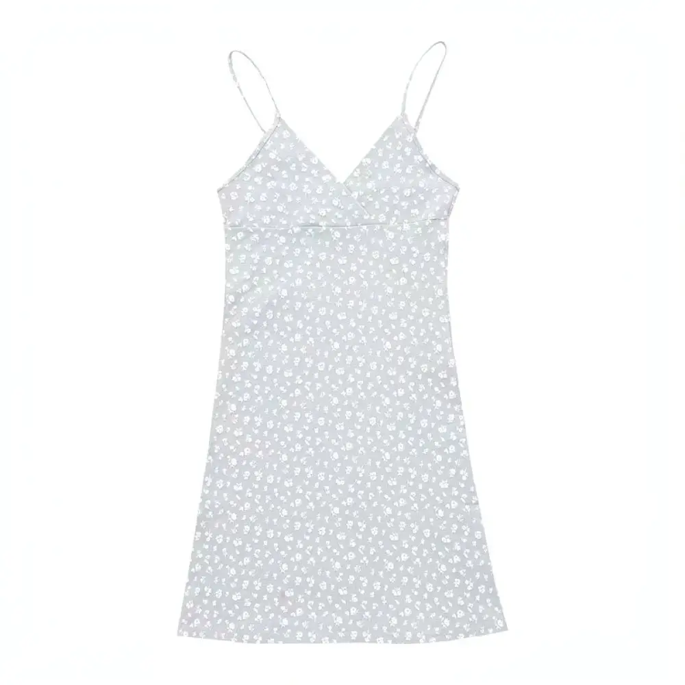 Summer Floral Midi Dress Women Vintage V Neck Spaghetti Strap Casual Beach Boho Sundress Elegant A Line Slim Fit Slip Gown