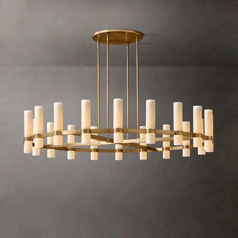 Elevate Your House With Our American Vintage E14 Led Chandelier High-end Pendant Light White Clear Lampshade Dimming Function