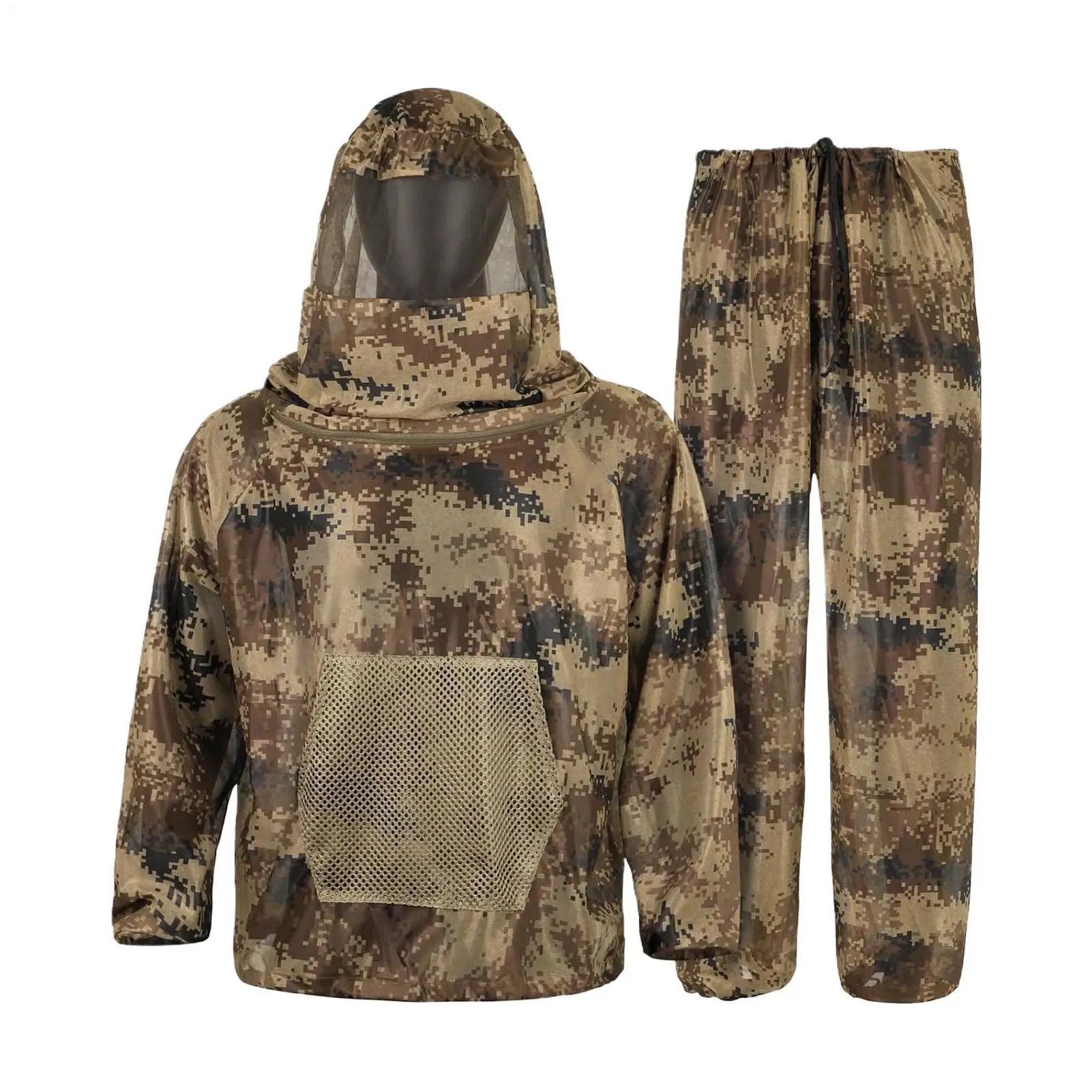 Vêtements de chasse anti-mouches en maille avec capuche, combinaison de pêche pour la chasse, la pêche, le camping, la randonnée, le jardinage et l'exploration en plein air