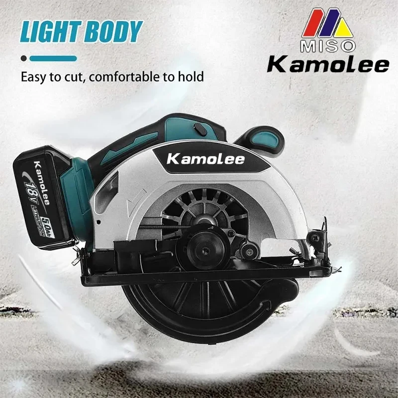 Kamolee 7 inch 21V 6.0Ah 6000mAh Electric Circular Saw  for Home DIY Compatible Makita 18V Battery