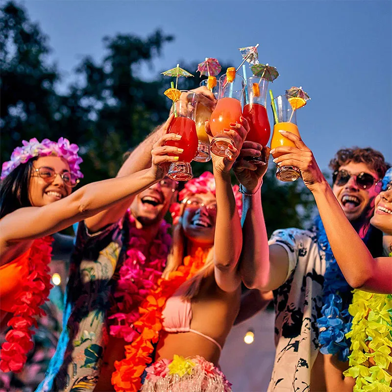40-100Pcs Hawaiian Wreath Hawaiian Leis Beach Party Artificial Flowers Garland Tropical Hawaii Luau Necklace Wedding Decoration