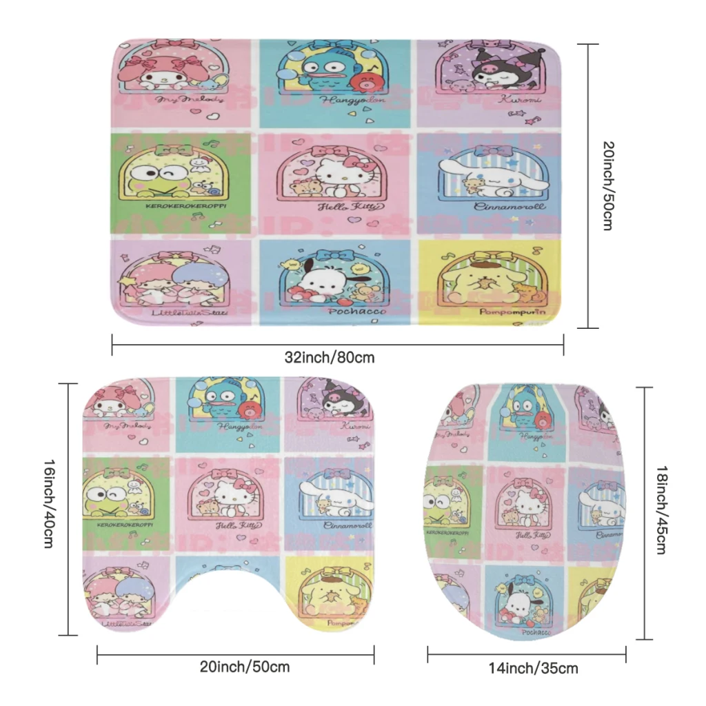 Sanrio Characters Hello Kitty Kuromi 4pcs/set Shower Curtain Waterproof Polyester Bath Curtain Home New Year Bedroom Curtains