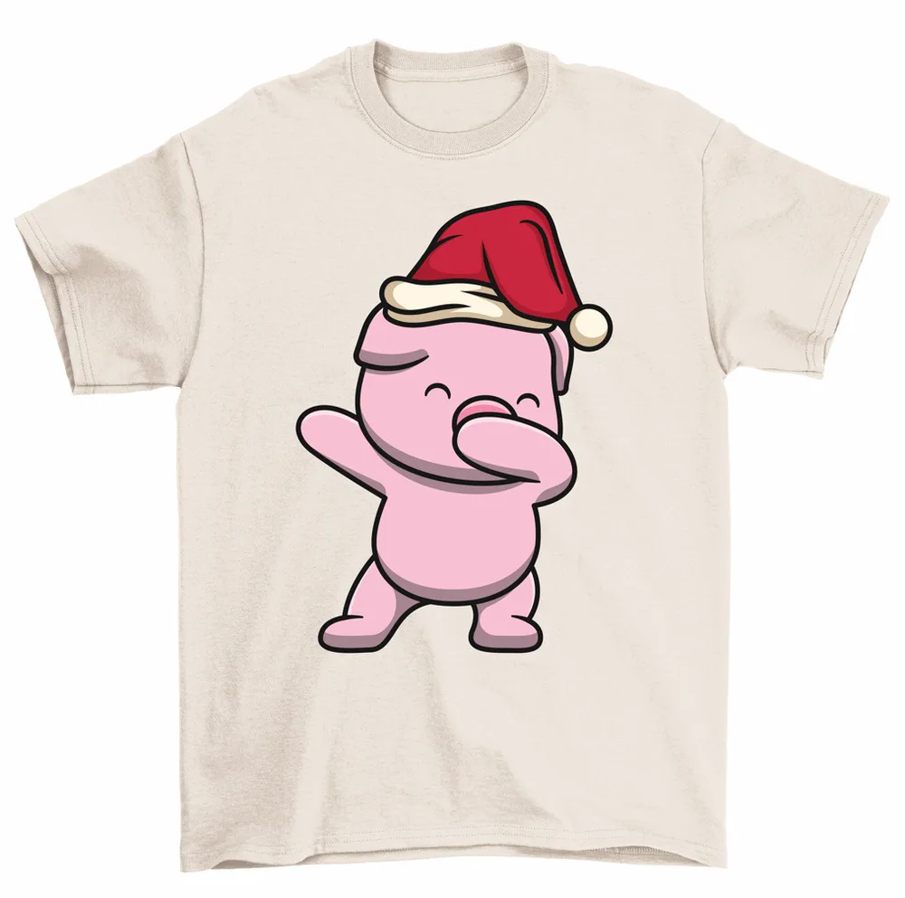 Santa Pig Dabbing T-Shirt Funny Animal Christmas Gift Tee High Quality 100%Cotton Short Sleeve