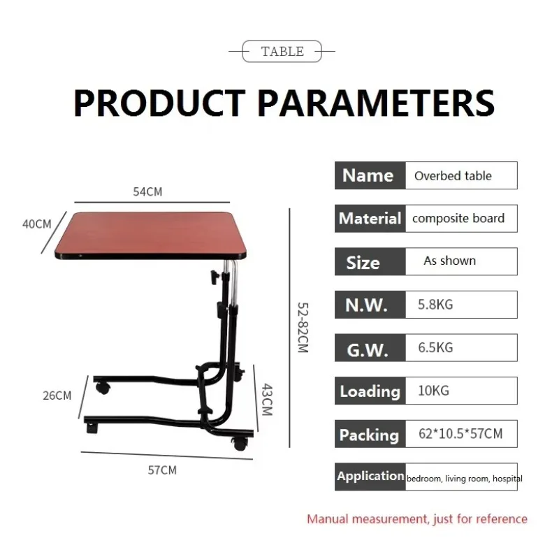 طاولة فوق السرير مع عجلات متحركة بجانب السرير وطاولة طعام قابلة للتعديل #5