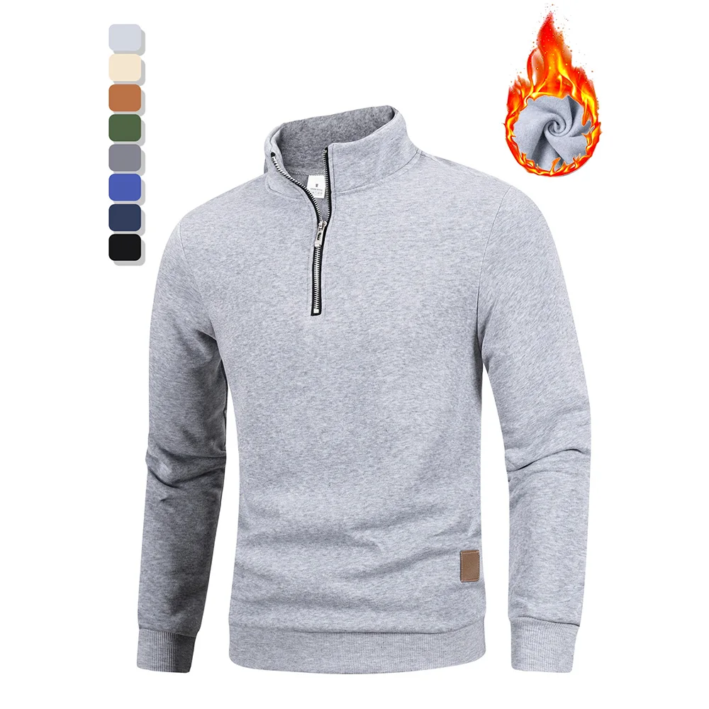 الخريف الرجال نصف سستة الوقوف طوق البلوفرات سليم صالح خفيفة الوزن طويلة الأكمام سترة الرجال بلوزات غير رسمية ملابس الشارع الشهير #6