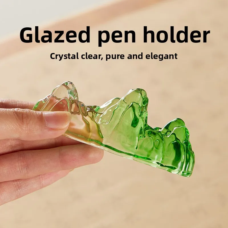 Crystal Glass Brush Rest Pen Holder Transparent Calligraphy Stand Desk Decor Use Home Office Study Art Writing Paperweight