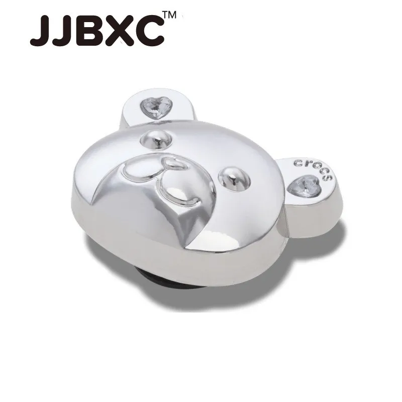 JJBCX Textured Punk Silver Bear Head Shoe Buckle - Perfect for Fashionable Shoes