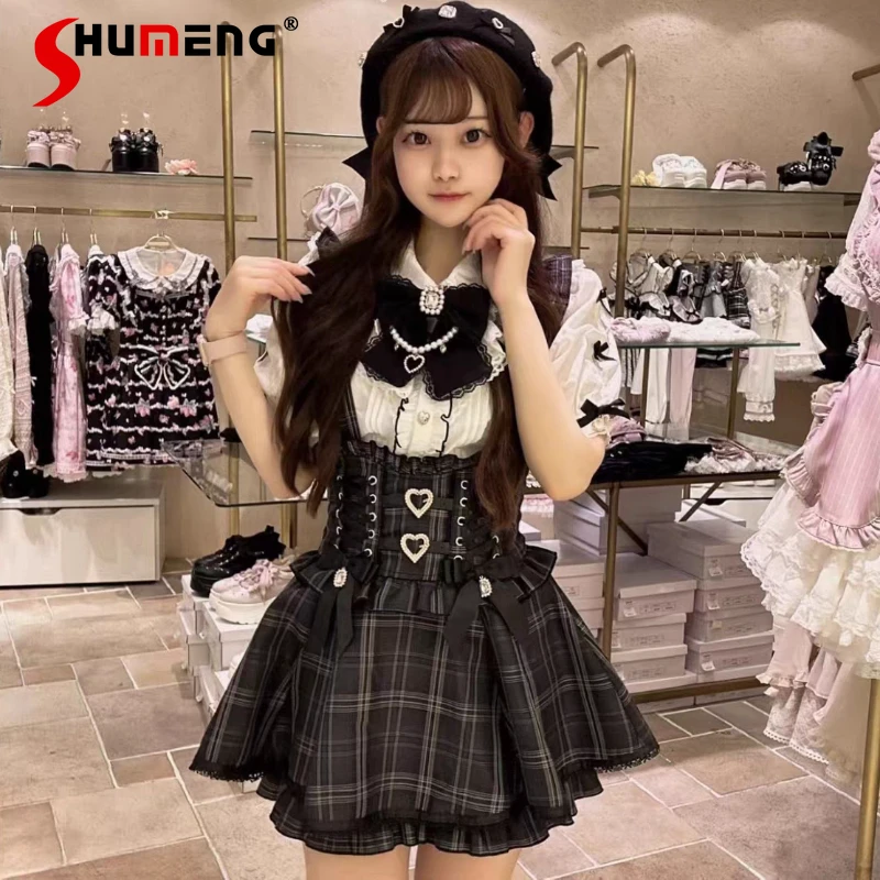 Liz Short Skirts New Japanese Mine Mass-produced Sweet Cute Lace Bow Removable Strap Skirt Girls' Women's Lolita Shirt Tops 2025