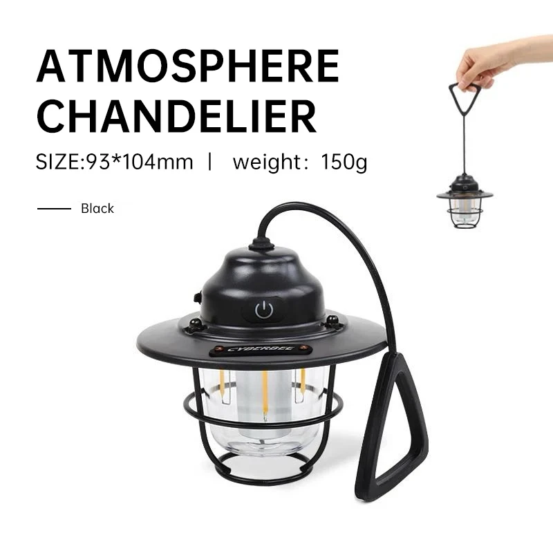 LCS Camping Light 1200mAh Mini Chandelier 2700K 6500K Retro Atmosphere Chandelier Stepless Dimming Type C Charging for Outdoor