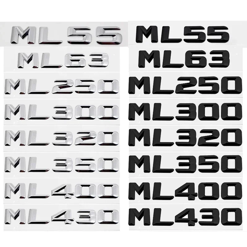 3D Car Rear Trunk Letters Stickers Decal Accessories for Mercedes Benz Old Style ML55 ML63 ML250 ML300 ML320 ML350 ML400 ML430