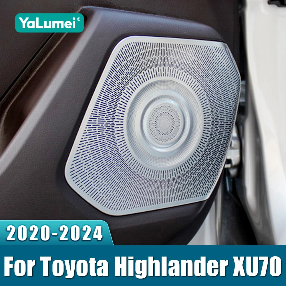 

For Toyota Highlander XU70 Kluger 2020 2021 2022 2023 2024 Stainless Car Door Audio Speaker Decor Cover Loudspeaker Trim Sticker
