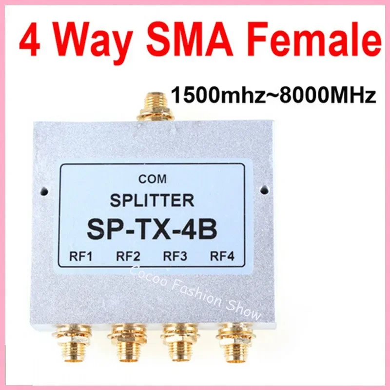 6PCS Power Splitter Divider 4 Way 1500-8000MHz 8G SMA For PHS / WLAN indoor coverage project,Mobile Signal Booster / wifi router