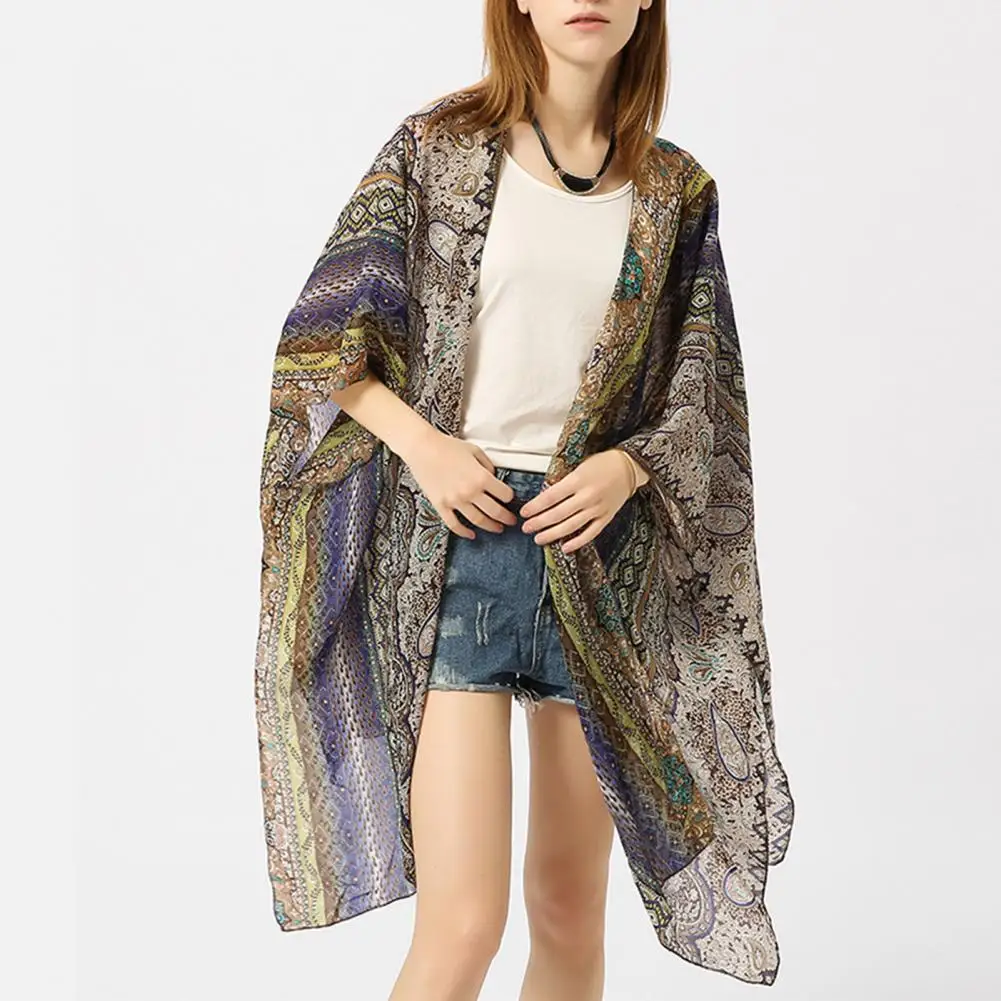 Summer Embroidery Kimono Swimwear Beach Cover Ups Oversized Loose Boho Long Cardigan Tops Holiday Sexy Covers Beach Dress Robe