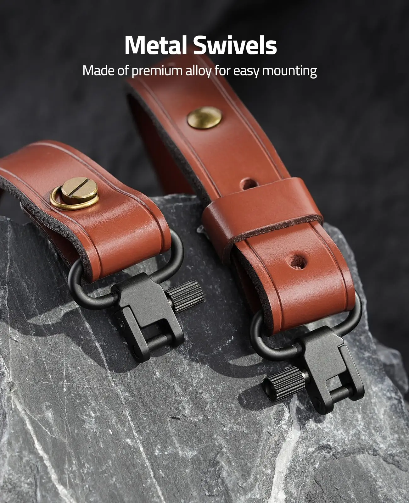 CVLIFE Eslingas de pistola de cuero con eslinga de dos puntos con giratorios extraíbles Correa ajustable para rifle Lenft para deportes al aire libre