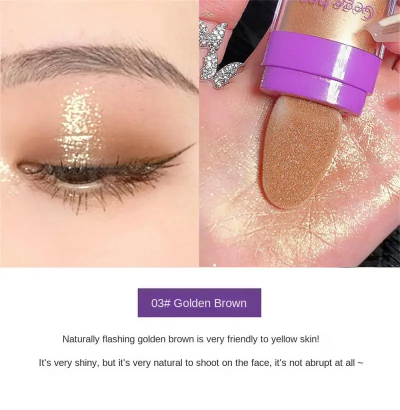 Lápiz resaltador líquido para sombra de ojos, polvo brillante de Hada de diamante, pluma de gusano de seda brillante de alto brillo, maquillaje de ojos corporales, 1 ud.