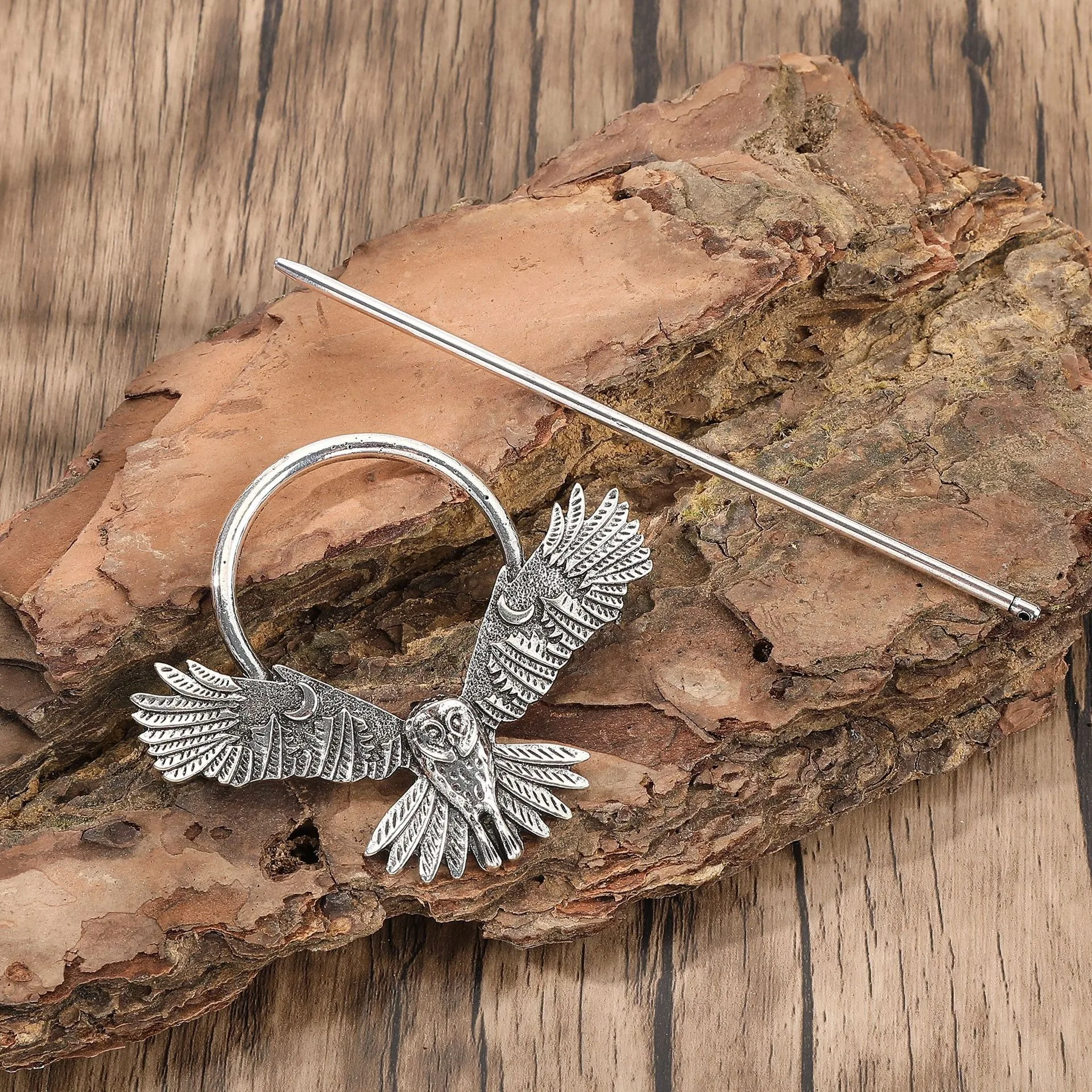 الرجعية البومة القمر مشبك شعر الأزياء مطابقة تصفيفة الشعر اكسسوارات المرأة تسريحات الشعر فايكنغ النمط النرويجي الملحقات