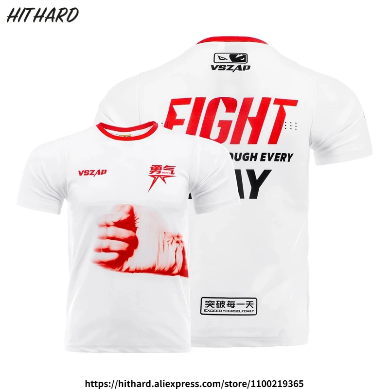 

Muay Thai Shirt Men Women Vszap Kickboxing Fight Martial Arts MMA Boxing T-Shirt Vest Tank Top Short Sleeve Gym Sport Rashguard