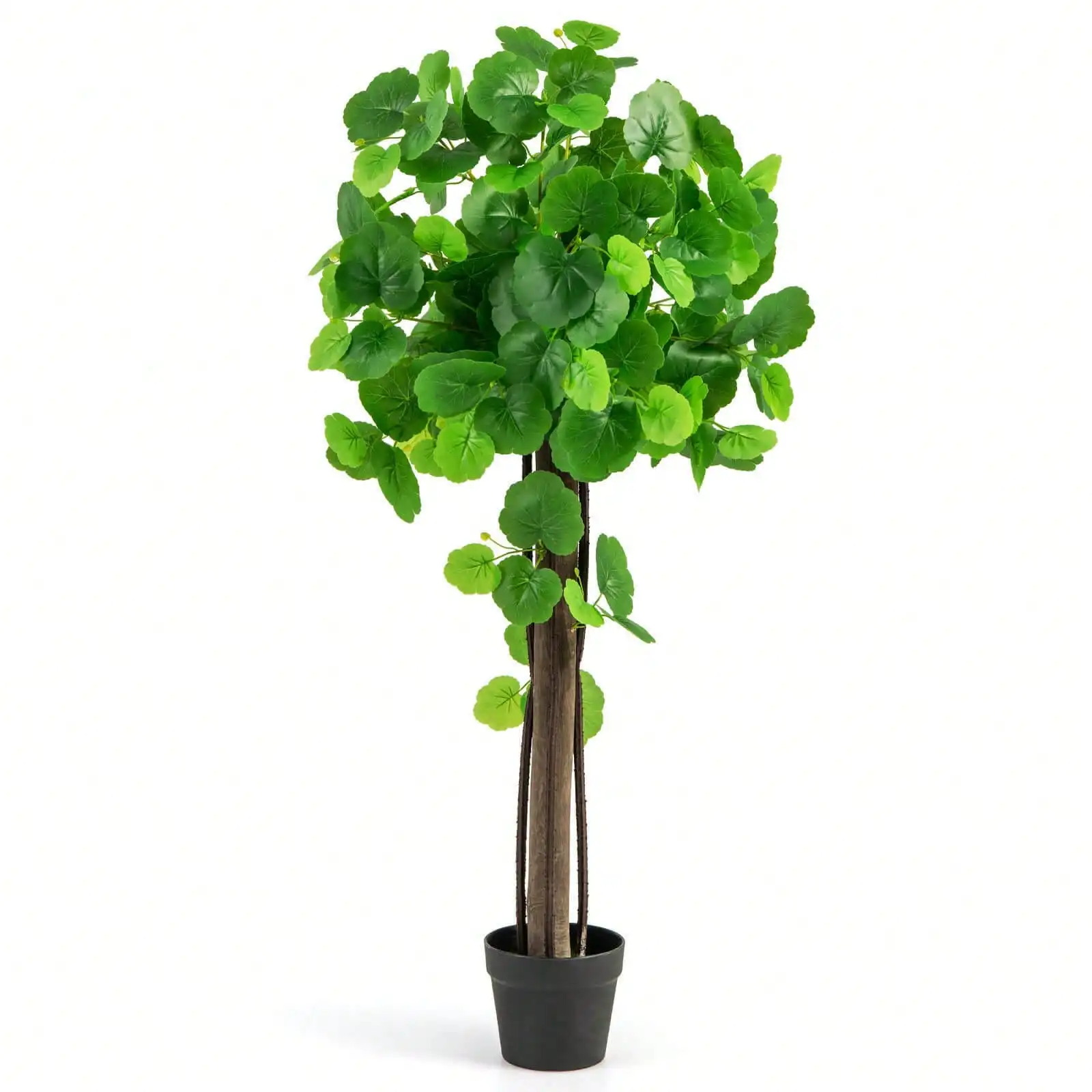 

44" Artificial Crabapple Tree w/ Real Wood Trunk Adjustable Branches Faux Grass
