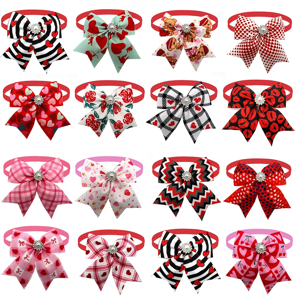 50/100pcs Dog Bow Tie Valentine's Day Style Dog Bowties Neckties Collar Pet Supplies Pet Grooming Accessories for Small Dog Cat