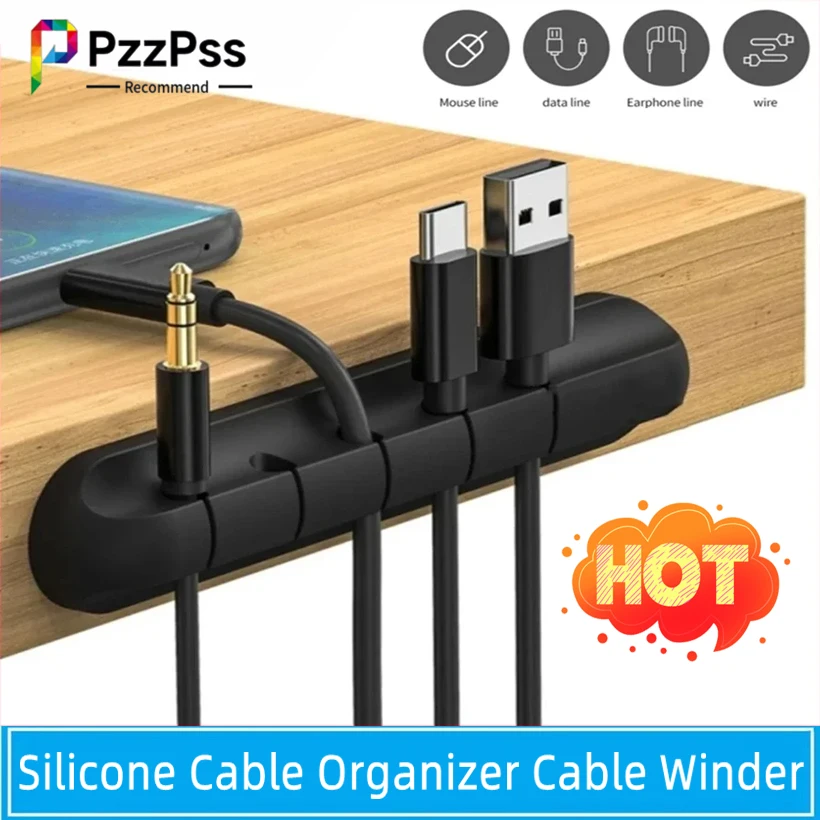 Silicone Cable Organizer Cable Winder Desktop Tidy Management Clips Cable Holder for Mouse Keyboard Headphone Wire Organizer